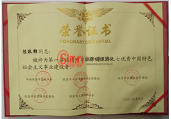 陳總榮獲榮譽(yù)證書